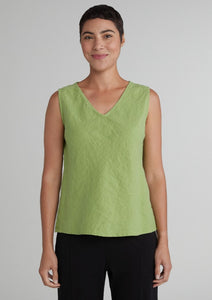 Cut Loose Solid Linen V-Neck Bias Tank