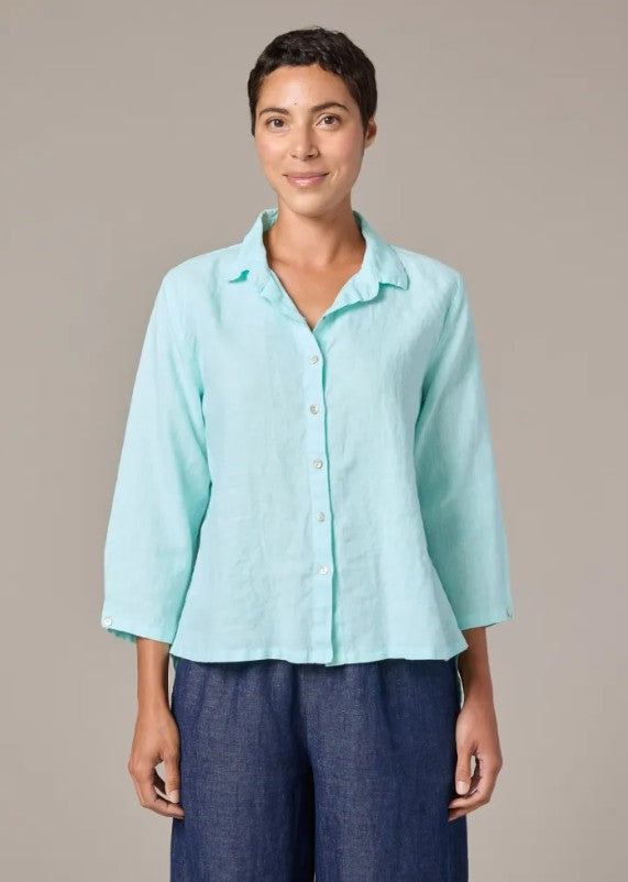 Cut Loose Solid Linen Hi Low Crop Shirt