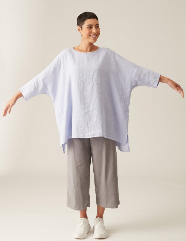 Cut Loose Solid Linen One Size Slit Tunic