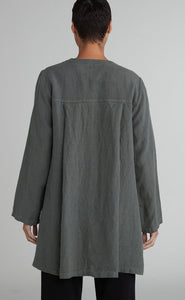 Cut Loose Solid Linen Jewel Collar Coat