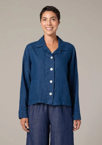 Cut Loose Solid Linen Cropped Jacket