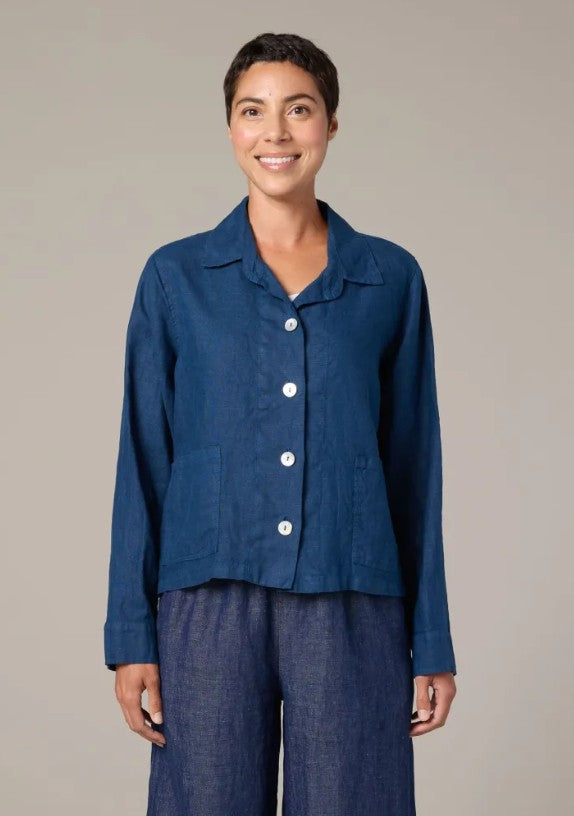 Cut Loose Solid Linen Cropped Jacket