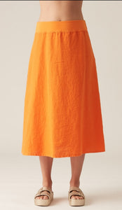 Cut Loose Solid Linen Midi Aline Skirt