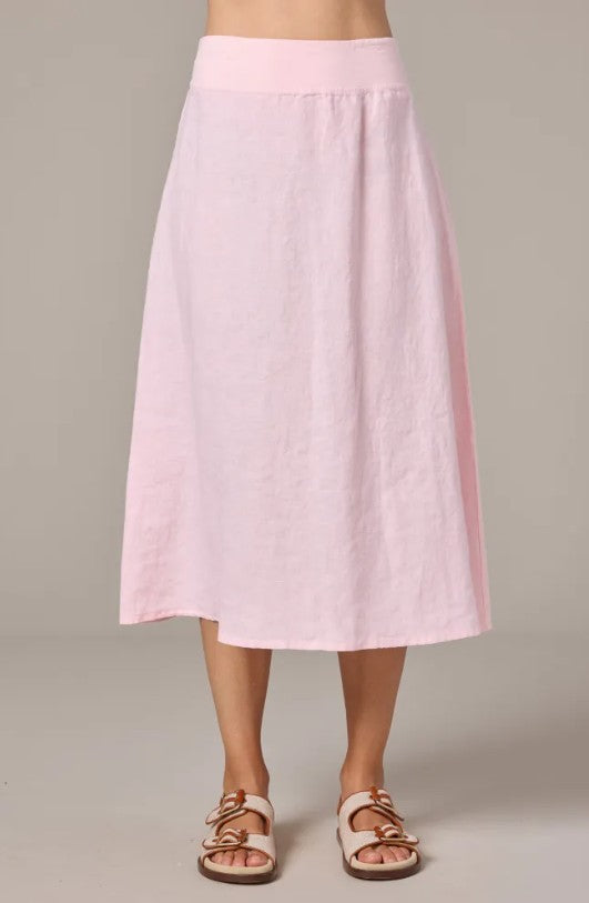 Cut Loose Solid Linen Midi Aline Skirt