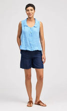 Load image into Gallery viewer, Cut Loose Blue Linen Stripe Sleeveless Shirt