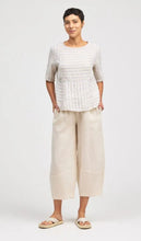 Load image into Gallery viewer, Cut Loose Blue Linen Stripe Seamed Boxy Top