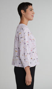 Cut Loose Graffiti Floral Lantern Sleeve Top