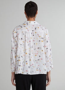 Cut Loose Graffiti Floral Crop Shirt