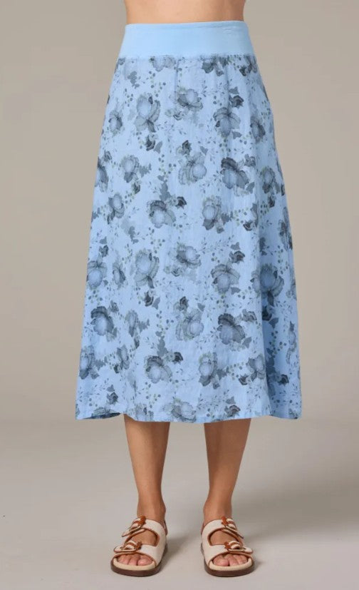 Cut Loose Leoni Floral Print Midi Aline Skirt