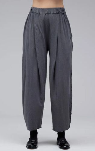 Cut Loose Linen Cotton Jersey Pleat Pant