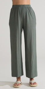 Cut Loose Linen Cotton Jersey Raw Hem Barrel Pant