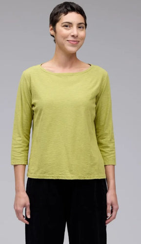 Cut Loose Linen Cotton Jersey 3/4 Sleeve Boatneck Tee