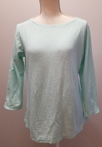 Cut Loose Linen Cotton Jersey 3/4 Sleeve Boatneck Tee (L, Fountain)- On Sale!