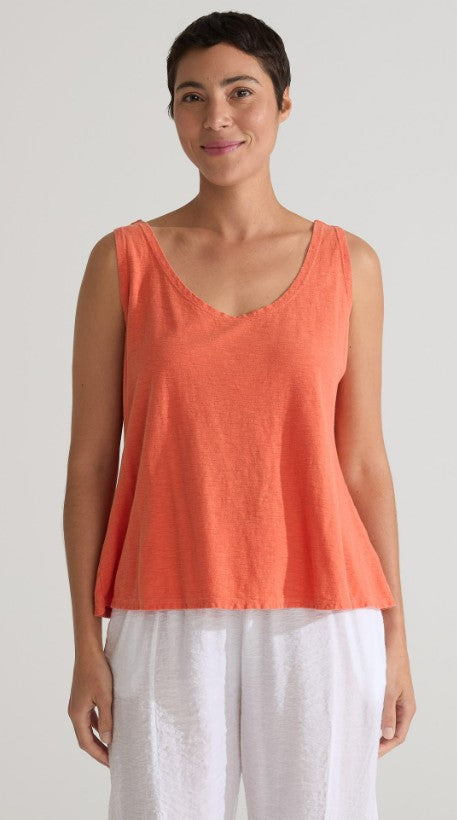 Cut Loose Linen Cotton Jersey Twist Tab Tank
