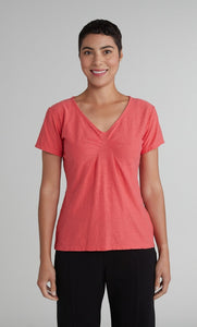 Cut Loose Linen Cotton Jersey Short Sleeve Tuck Front Tee