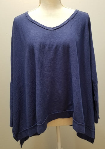 Cut Loose Linen Cotton Jersey One Size Deep V Top (One Size, Admiralty)- On Sale!