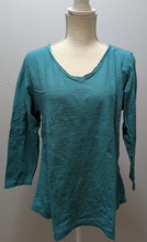 Load image into Gallery viewer, Cut Loose Linen Cotton Jersey 3/4 Sleeve V-Neck Top (M, Naval or Riviera)- On Sale!