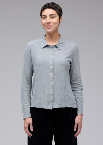Cut Loose Linen Cotton Jersey Fitted Shirt