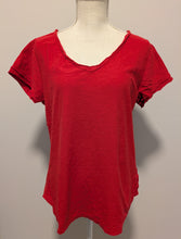 Load image into Gallery viewer, Cut Loose Linen Cotton Jersey Raw Edge V-Neck Top (M, Cherry or Riviera)- On Sale!