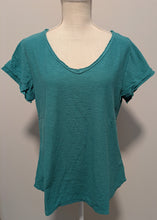 Load image into Gallery viewer, Cut Loose Linen Cotton Jersey Raw Edge V-Neck Top (M, Cherry or Riviera)- On Sale!