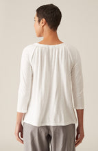 Load image into Gallery viewer, Cut Loose Linen Cotton Jersey Ruche Neck Top