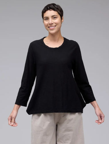 Cut Loose Linen Cotton Jersey Side Vent Crew Top