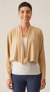 Cut Loose Linen Cotton Jersey Cropped Cardigan