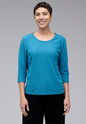 Cut Loose Linen Cotton Jersey 3/4 Sleeve Bias Tee