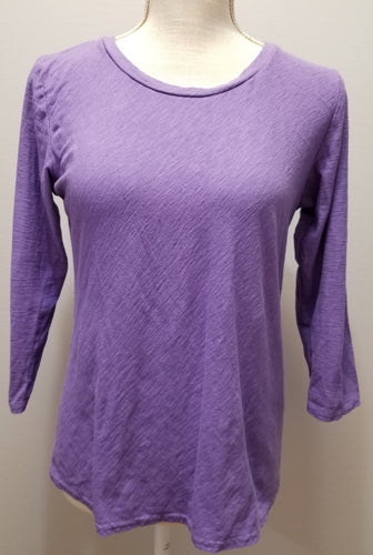 Cut Loose Linen Cotton Jersey 3/4 Sleeve Bias Tee (XS, Violine)- On Sale!