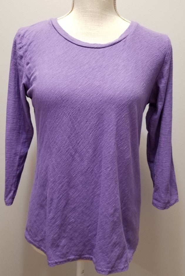 Cut Loose Linen Cotton Jersey 3/4 Sleeve Bias Tee (XS, Violine)- On Sale!
