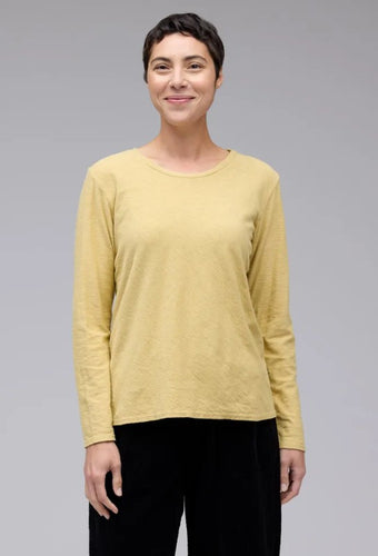 Cut Loose Linen Cotton Jersey Long Sleeve Bias Tee