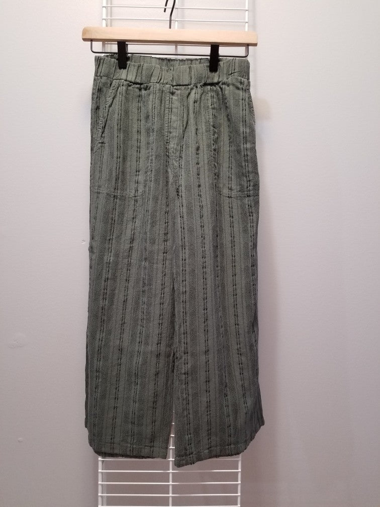 Cut Loose Pinstripe Linen Easy Crop Pant (XS, Clay)- On Sale!