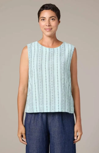 Cut Loose Pinstripe Linen Shell with Wide Facing