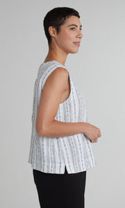 Cut Loose Pinstripe Linen Shell with Wide Facing