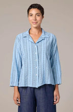 Load image into Gallery viewer, Cut Loose Pinstripe Linen Hi Low Crop Shirt