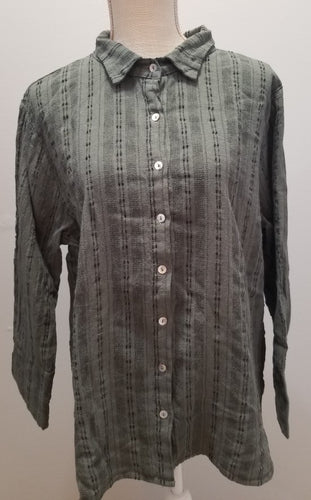 Cut Loose Pinstripe Linen Crop Easy Shirt (XL, Clay)- On Sale!