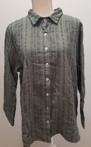 Cut Loose Pinstripe Linen Crop Easy Shirt (XL, Clay)- On Sale!