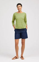 Load image into Gallery viewer, Cut Loose Navy Stripe 3/4 Sleeve Boatneck Top