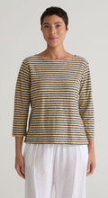 Load image into Gallery viewer, Cut Loose Navy Stripe 3/4 Sleeve Boatneck Top