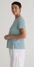 Load image into Gallery viewer, Cut Loose Navy Stripe Short Sleeve Crop Top
