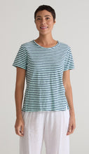 Load image into Gallery viewer, Cut Loose Navy Stripe Short Sleeve Crop Top