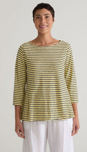 Load image into Gallery viewer, Cut Loose Navy Stripe 3/4 Sleeve Aline Boatneck Top