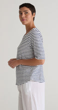 Load image into Gallery viewer, Cut Loose Navy Stripe Elbow Tee