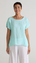 Load image into Gallery viewer, Cut Loose Linen Combo Short Sleeve Hi Low Pullover