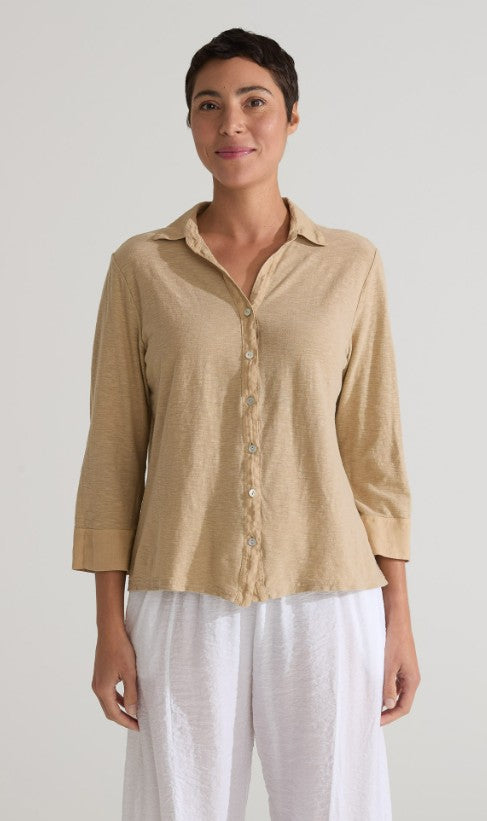 Cut Loose Linen Combo V-Neck Shirt