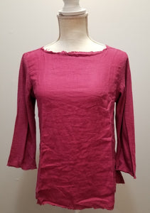 Cut Loose Linen Combo 3/4 Sleeve Tee (XS, Rhubarb)- On Sale!