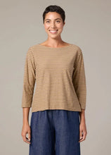 Load image into Gallery viewer, Cut Loose Grey Stripe 3/4 Sleeve Boatneck Tee