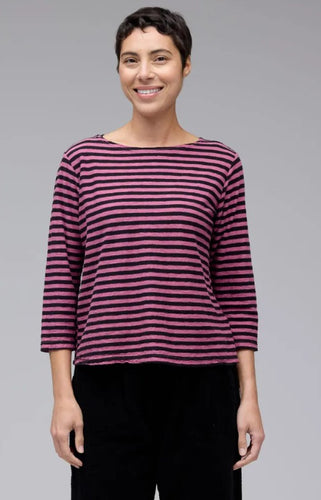 Cut Loose Black Stripe 3/4 Sleeve Boatneck Tee