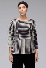 Load image into Gallery viewer, Cut Loose Black Stripe Patch Aline Boatneck
