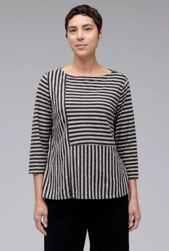 Cut Loose Black Stripe Patch Aline Boatneck